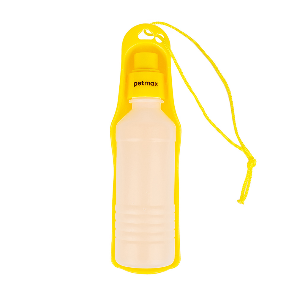 Petmax Бутылка для воды для кошек и собак, 250 мл, желтая
