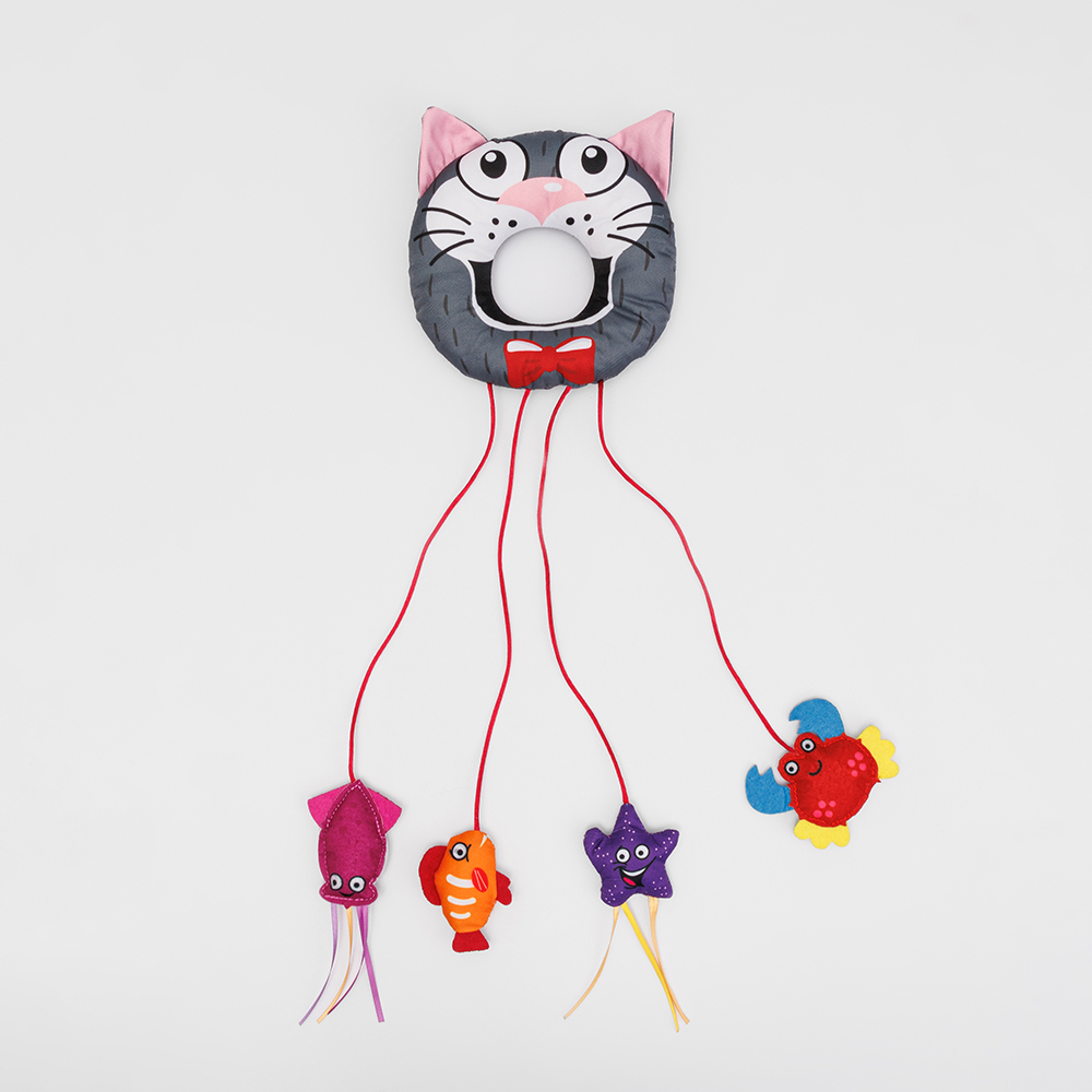 Rurri Игрушка для кошек Дразнилка на ручку двери с игрушками, 14x3x54 см