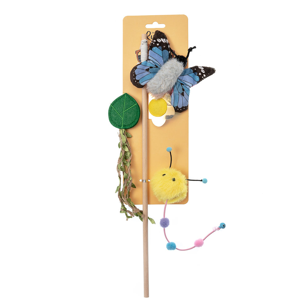 Rurri Набор игрушек для кошек Дразнилка Бабочка, Гусеничка и Цветочек 40 см Sun-Sea