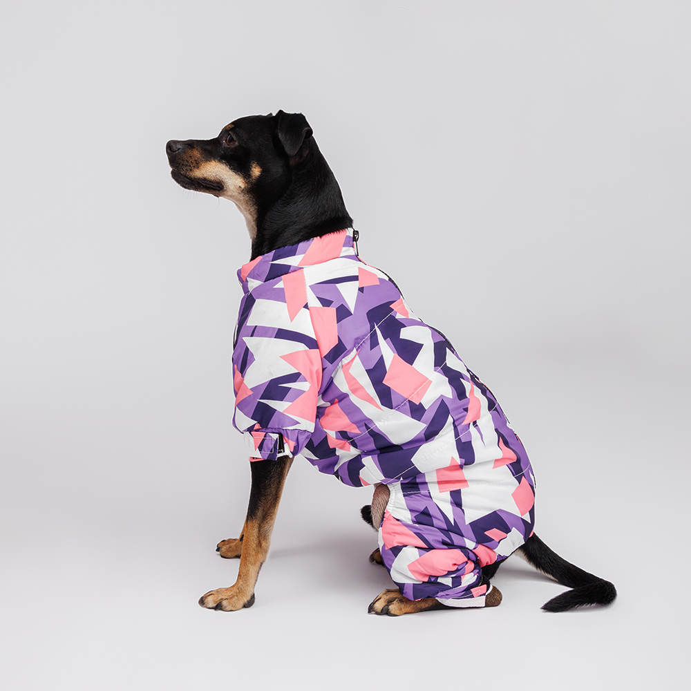 Petmax Комбинезон с замком для собак, 3XL, фиолетово-розовый (девочка)