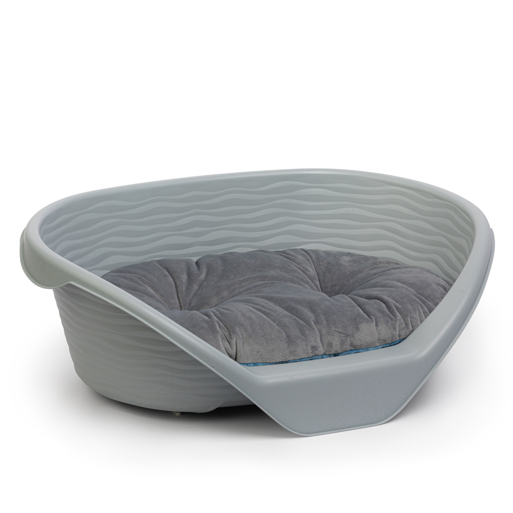 Альтернатива Лежак пластиковый с подушкой для кошек и собак, 20.5x60.5x41.5, серый