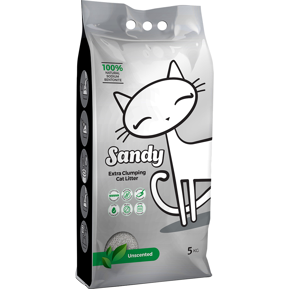 Sandy Наполнитель комкующийся бентонитовый для кошачьего туалета, 5 кг