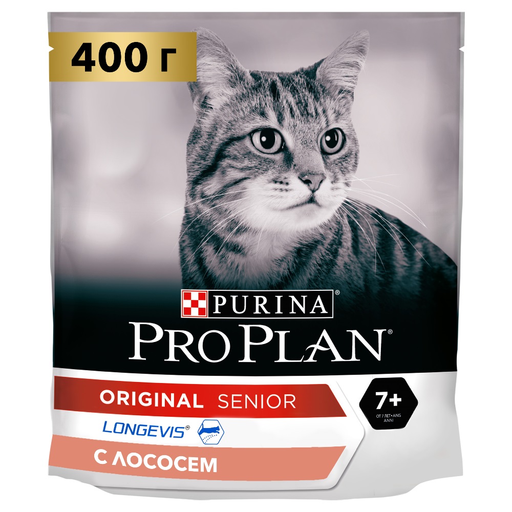 

Pro Plan ® Сухой корм для кошек старше 7 лет, с высоким содержанием лосося, 400 г