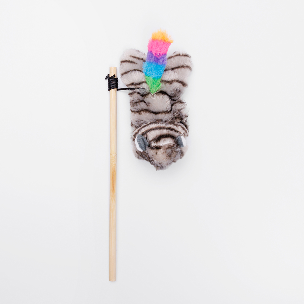Rurri Игрушка- дразнилка для кошек Кот, 13х8х7 см, длина палки 25 см, длина веревки 25 см