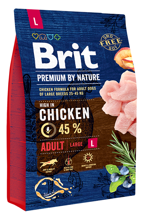 

Brit Premium by Nature Adult L корм для взрослых собак крупных пород, с курицей, 3 кг