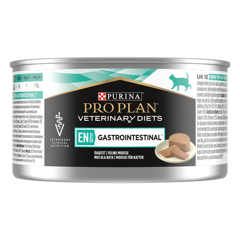 PRO PLAN® Veterinary Diets EN ST/OX Gastrointestinal Влажный диетический корм (консервы) для кошек при расстройствах пищеварения, паштет, 195 гр.