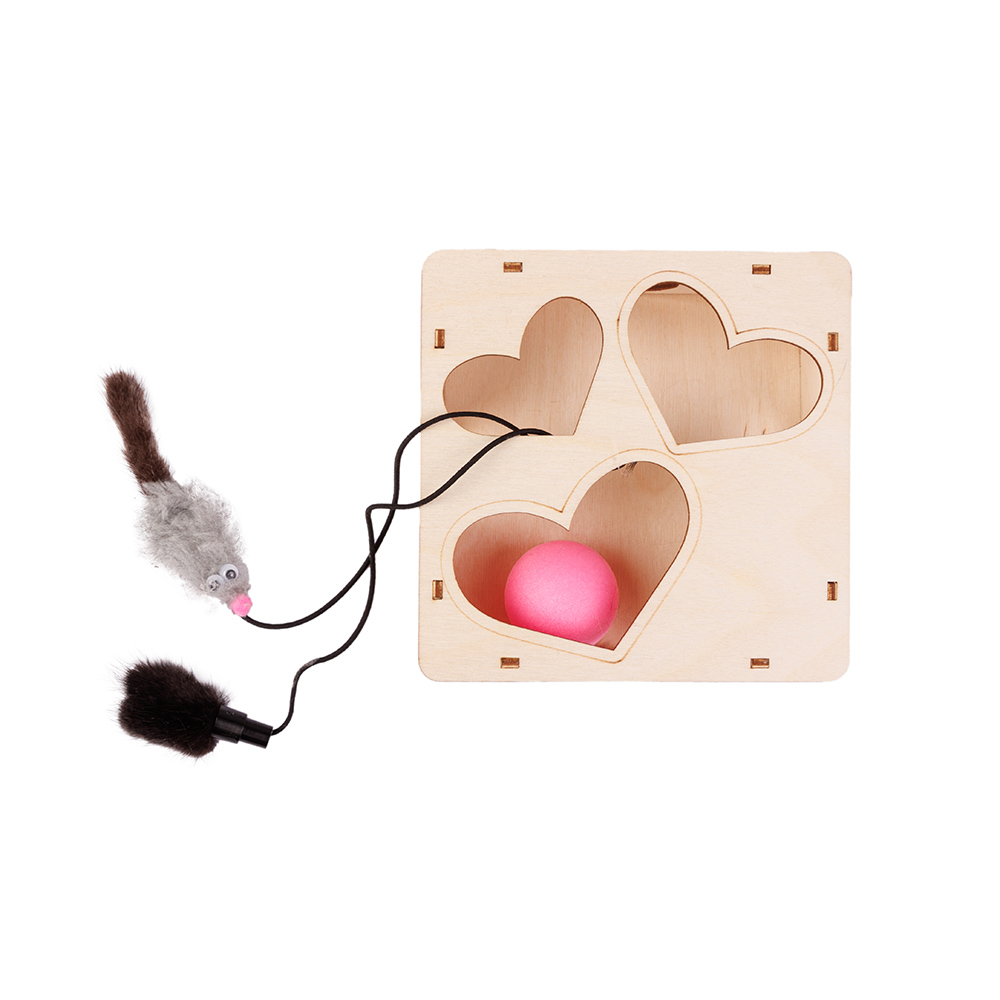 Pet Hobby Игровая платформа для кошек Квадрат с шариком и игрушкой, 14.5x14.5x7 см