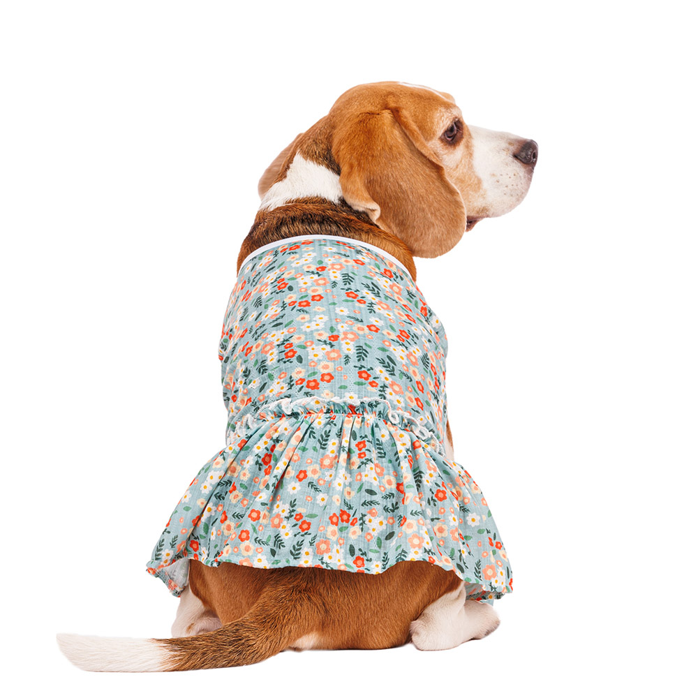 Petmax Платье для собак в цветочек XL зеленый (девочка)
