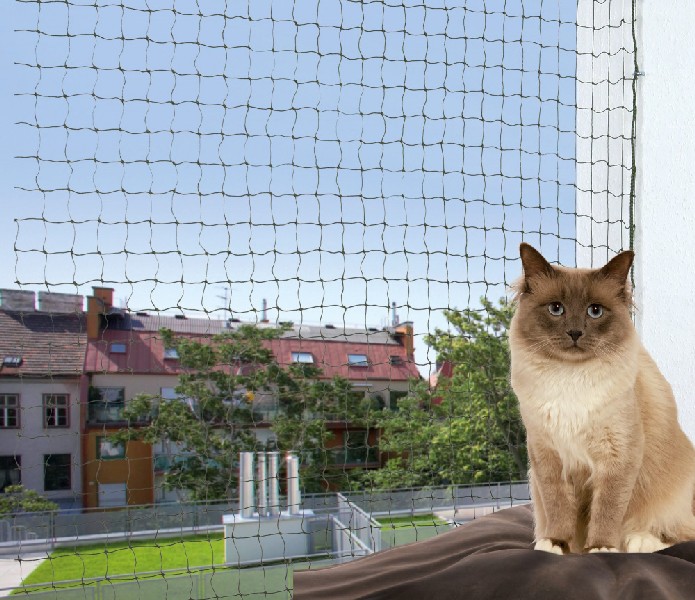 Trixie Защитная сетка для животных на балкон, армированная, 4х3 м, оливковый