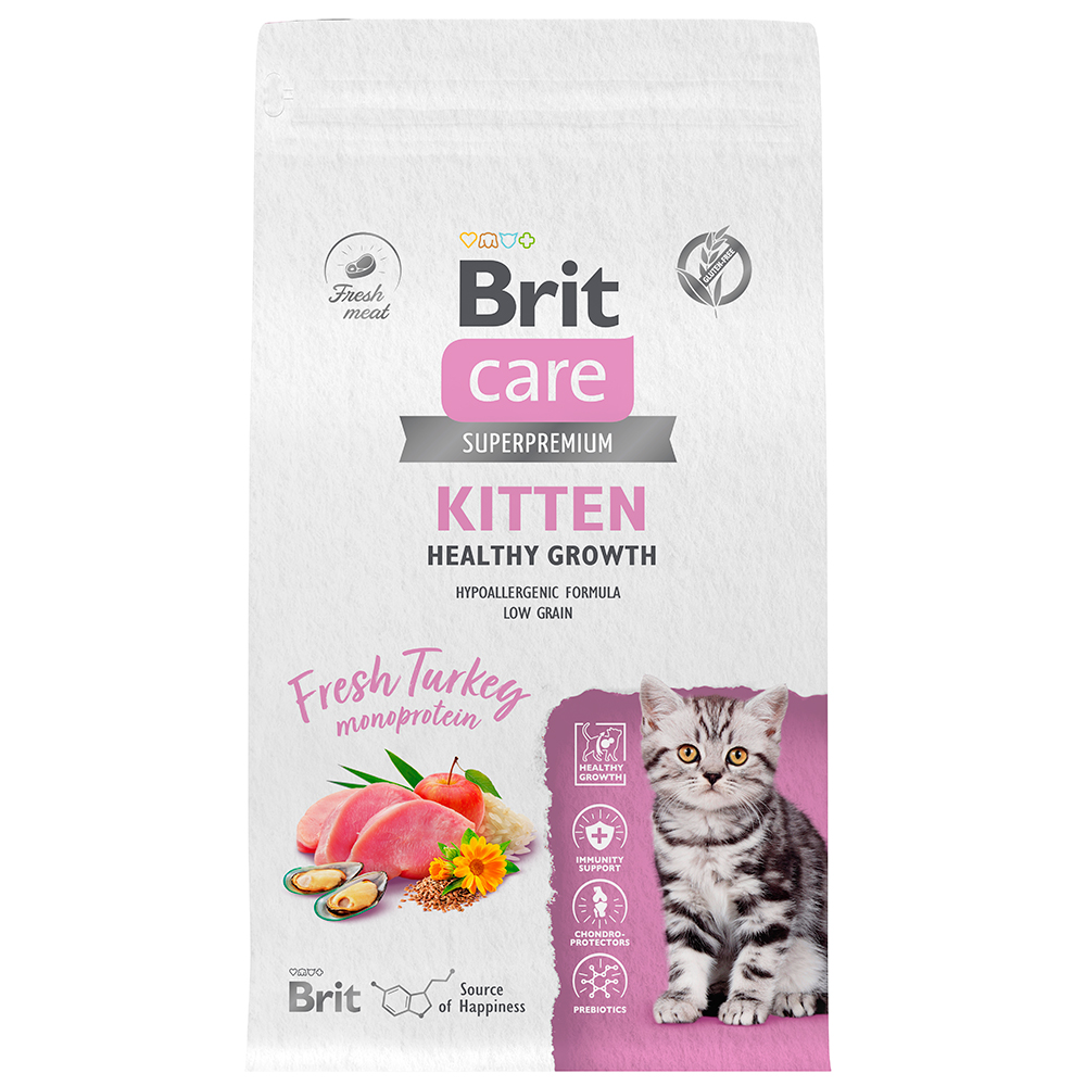 Brit Care Kitten Сухой корм для котят, беременных и кормящих кошек, с индейкой, 1,5 кг