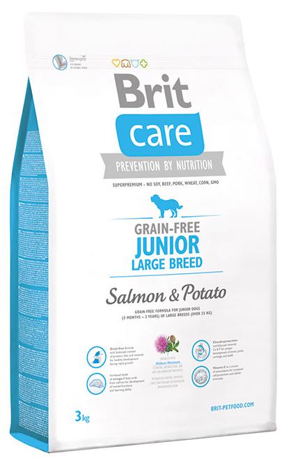 

Brit Care Salmon & Potato Junior Large Breed беззерновой корм для щенков крупных пород, с лососем и картофелем, 3 кг