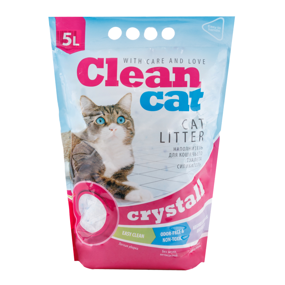 Clean Cat Crystall наполнитель для кошачьего туалета, силикагелевый, впитывающий, 5 л