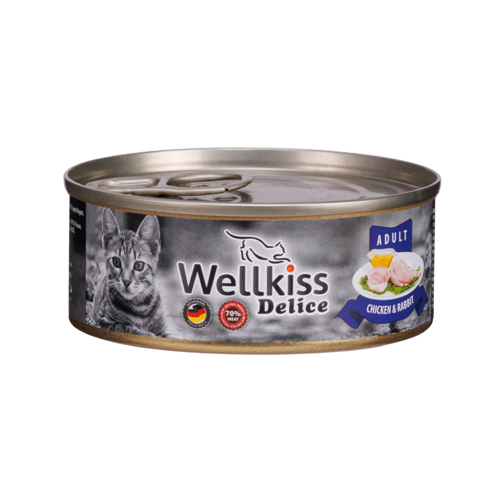 Wellkiss Delice Влажный корм (консервы) для кошек, цыпленок и кролик, 100 гр.