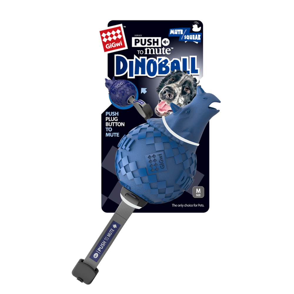 GiGwi Игрушка для собак Динобол-Цератопс с отключаемой пищалкой, диаметр 8 см