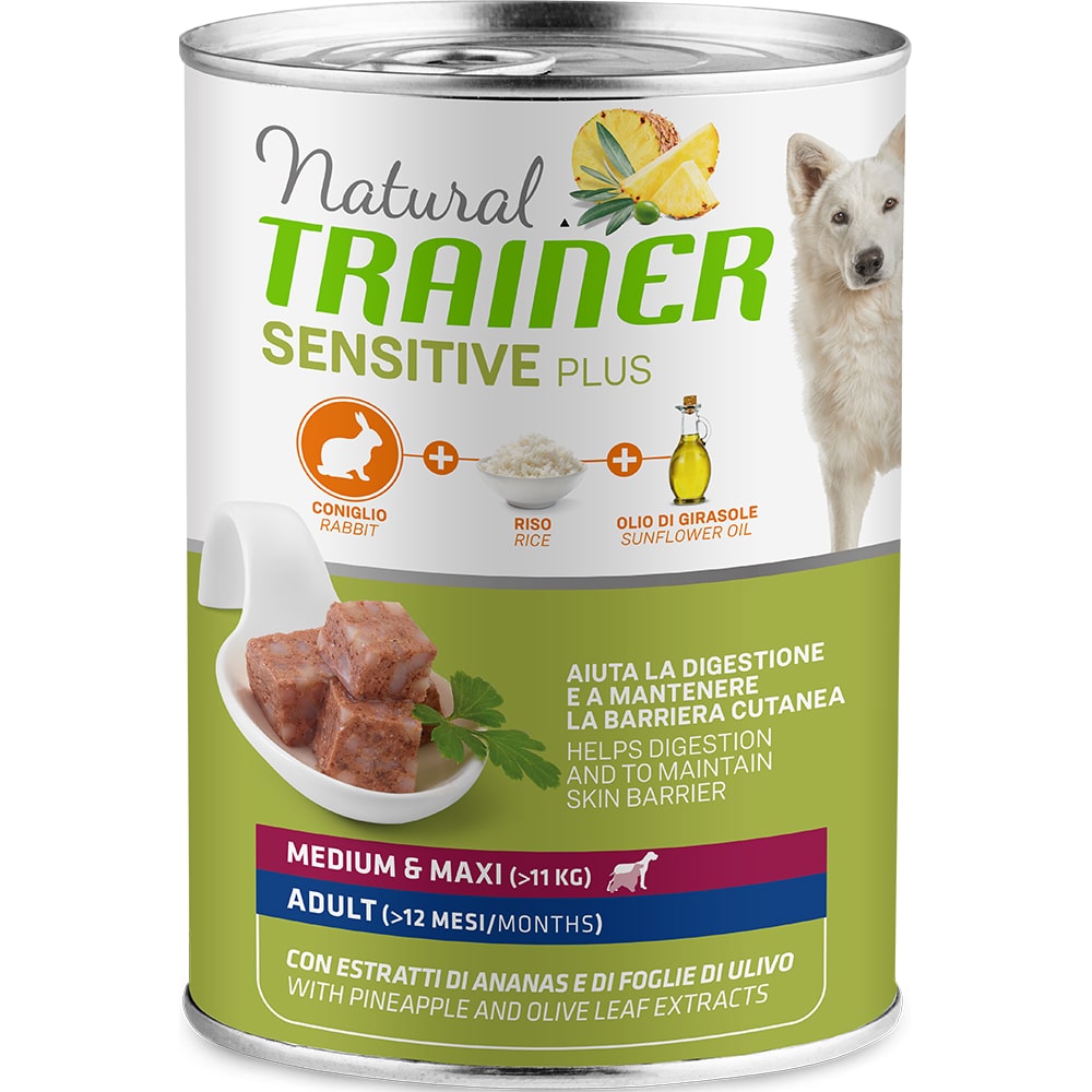 Trainer Natural консервы для собак средних и крупных пород, с кроликом и рисом, 400 г