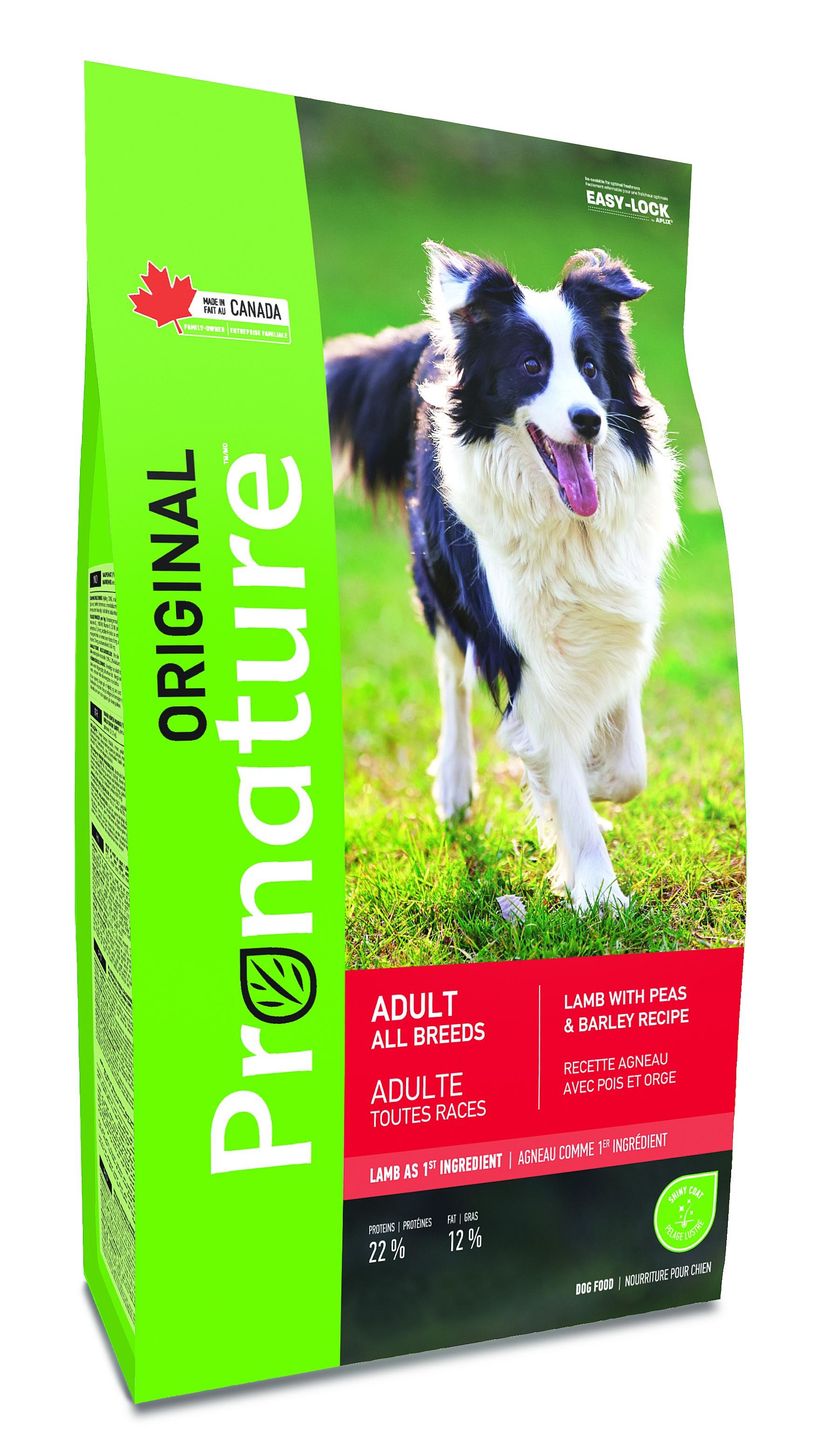 Pronature Original Adult All Breeds корм для собак всех пород старше 1 года, с ягненком , горохом и ячменем, 18 кг