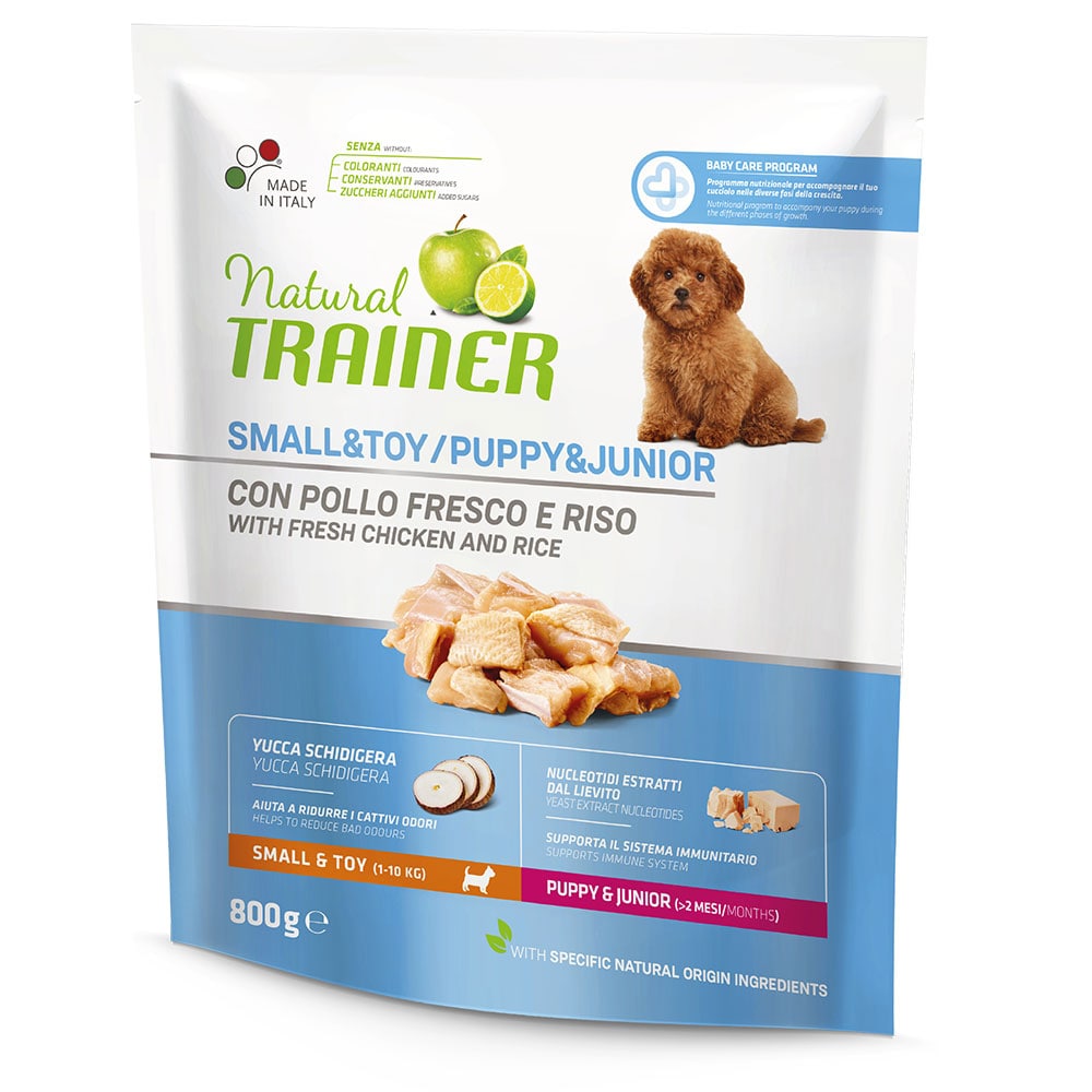 

Trainer Natural Small and Toy Puppy and Junior Сухой корм для щенков мелких и миниатюрных пород, с курицей и рисом, 800 гр.