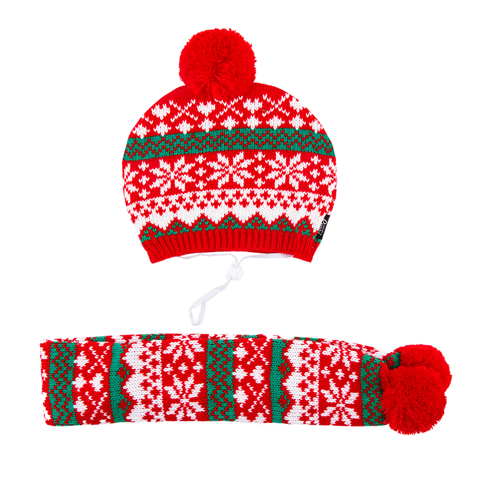 

Rurri Шарф и шапка для собак комплект красно-зеленый M