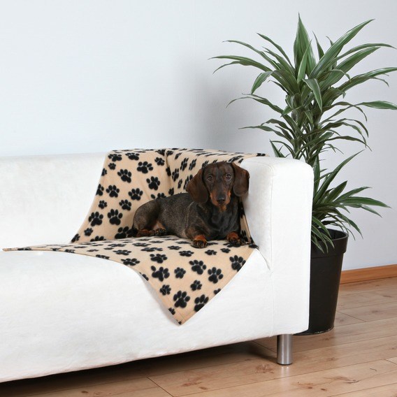 Trixie Подстилка-плед для кошек и собак 100х70 см Beany флис с рисунком Следы