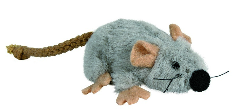 Trixie Игрушка для кошек Мышь, плюш, серый, 7 см