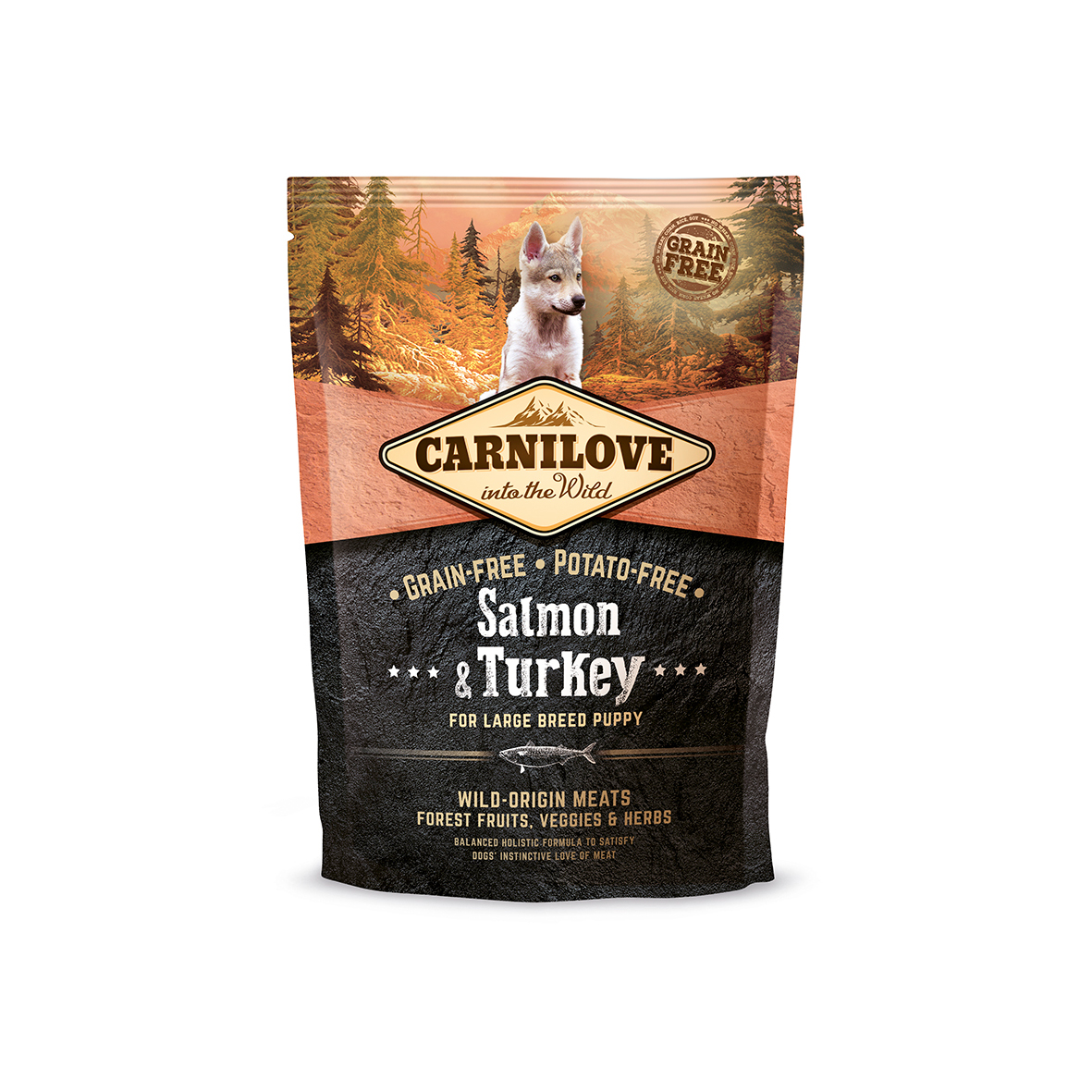 Carnilove Salmon & Turkey For Large Breed Puppy корм для щенков крупных пород, беззерновой, с лососем и индейкой, 1,5 кг