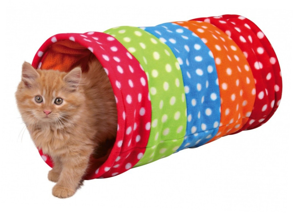 Trixie Тоннель для кошек Горошек флис складной 25х25х50 см