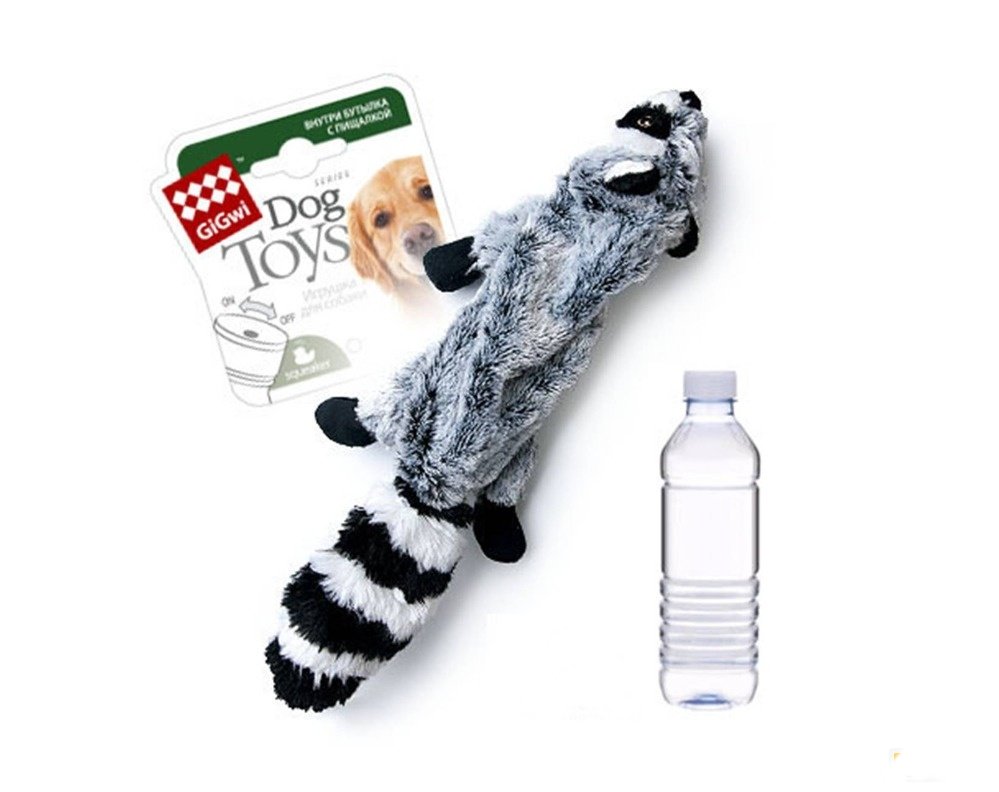 GiGwi Игрушка для собак Шкурка енота с бутылкой пищалкой 52 см