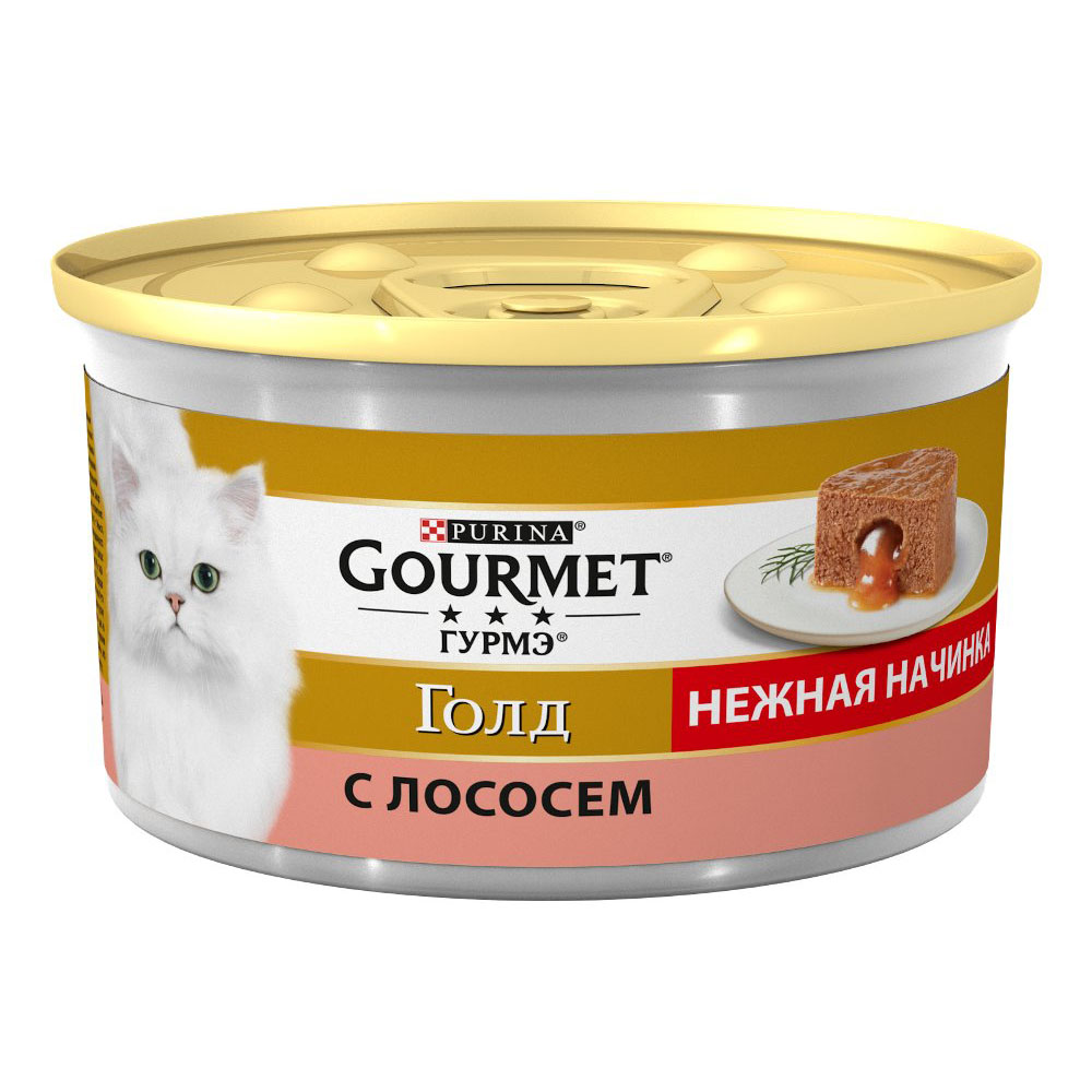 

Gourmet Влажный корм Голд Нежная начинка для кошек, с лососем, 85 г