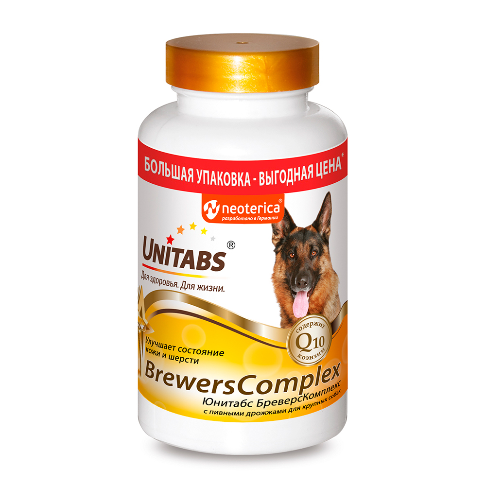 

Unitabs БреверсКомплекс Витаминно-минеральный комплекс с пивными дрожжами для кожи и шерсти крупных собак, 200 таблеток