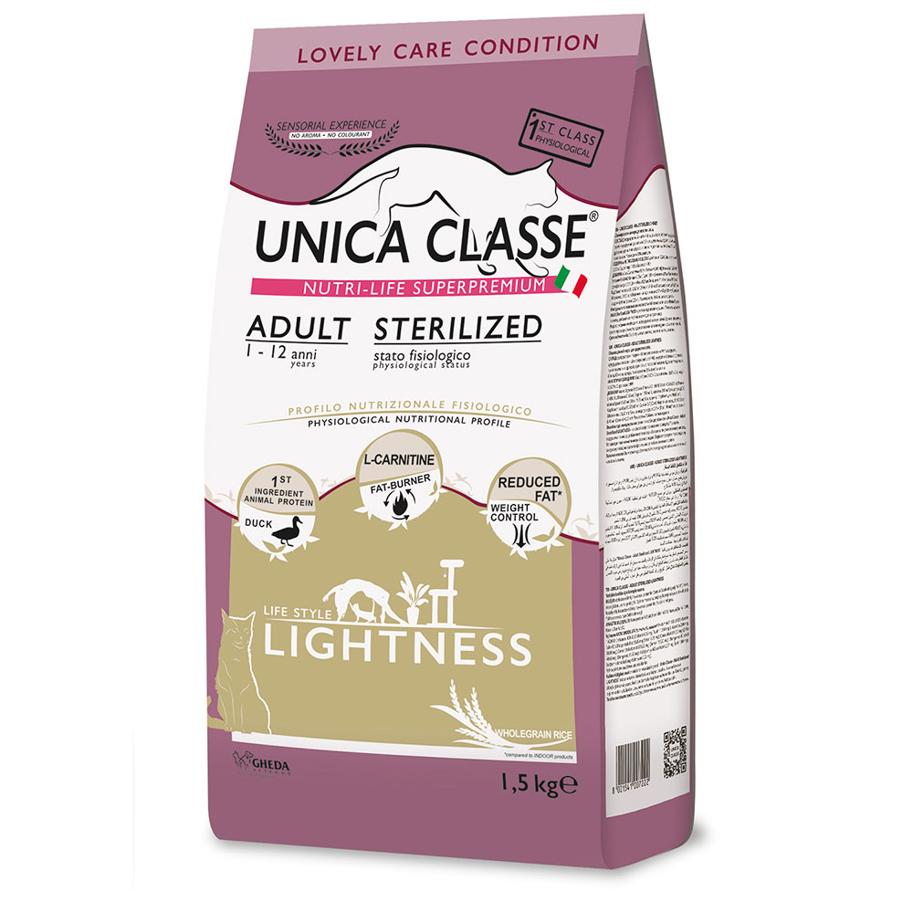 UNICA Adult Sterilized Lightness Сухой корм для стерилизованных кошек, с уткой, 1,5 кг