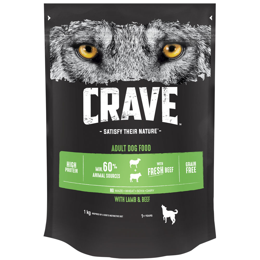 Crave Корм сухой беззерновой для собак всех пород старше 1 года с говядиной и ягненком, 1 кг
