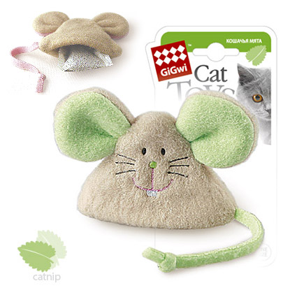 GiGwi Игрушка для кошек Мышка с кошачьей мятой, ткань 8 см