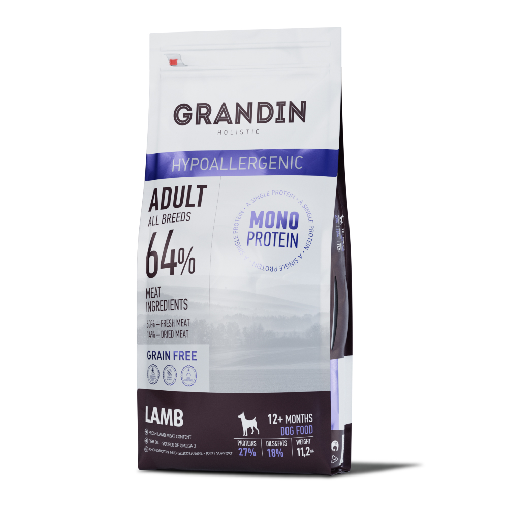 Grandin Hypoallergenic Гипоаллергенный сухой корм для собак всех пород, ягненок, 11,2 кг