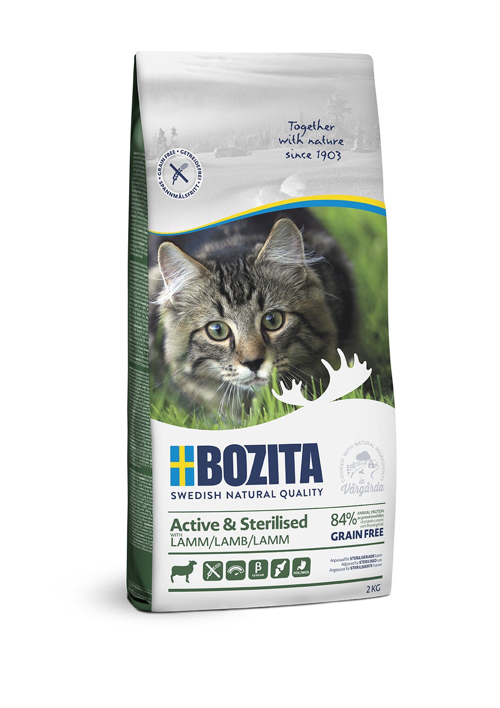 Bozita Active & Sterilized GF Lamb сухой беззерновой корм с ягненком для активных стерилизованных кошек, 2кг