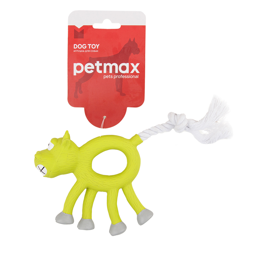 Petmax Игрушка для собак Корова с веревочным хвостом 12 см 