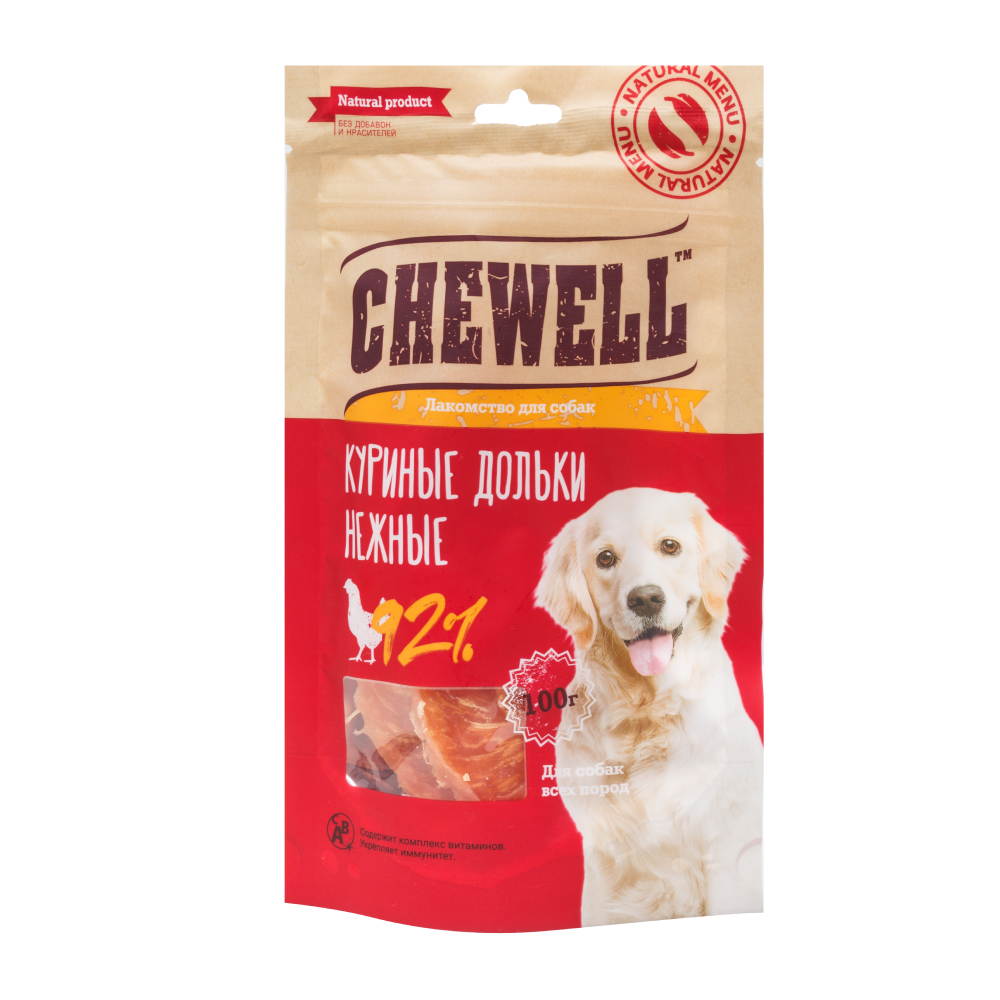 Chewell Лакомство для собак всех пород Куриные дольки нежные, 100 гр.