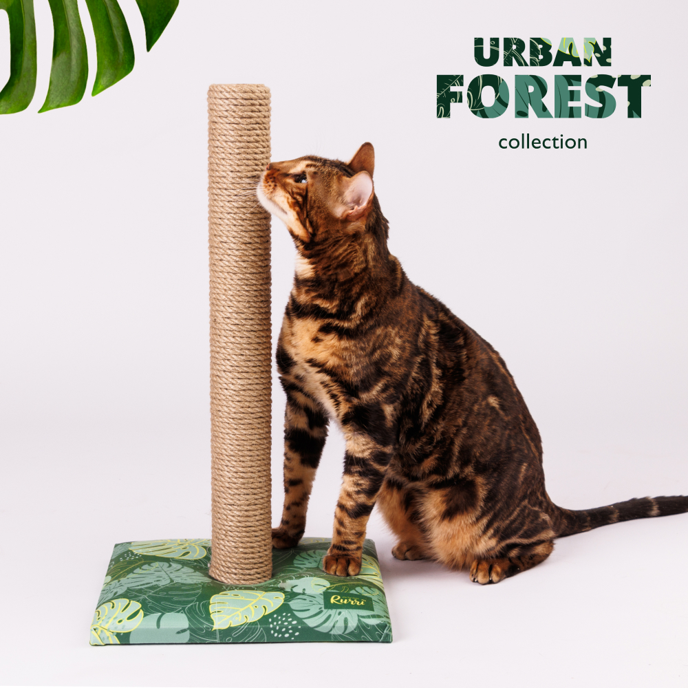 Rurri Когтеточка-столбик из джута для кошек Urban Forest, 30х30х54 см