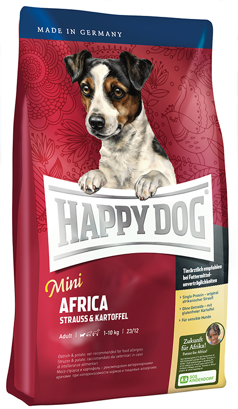 

Happy Dog Mini Africa корм для собак мелких пород весом до 10 кг при чувствительном пищеварении, с мясом страуса и картофелем, 1 кг