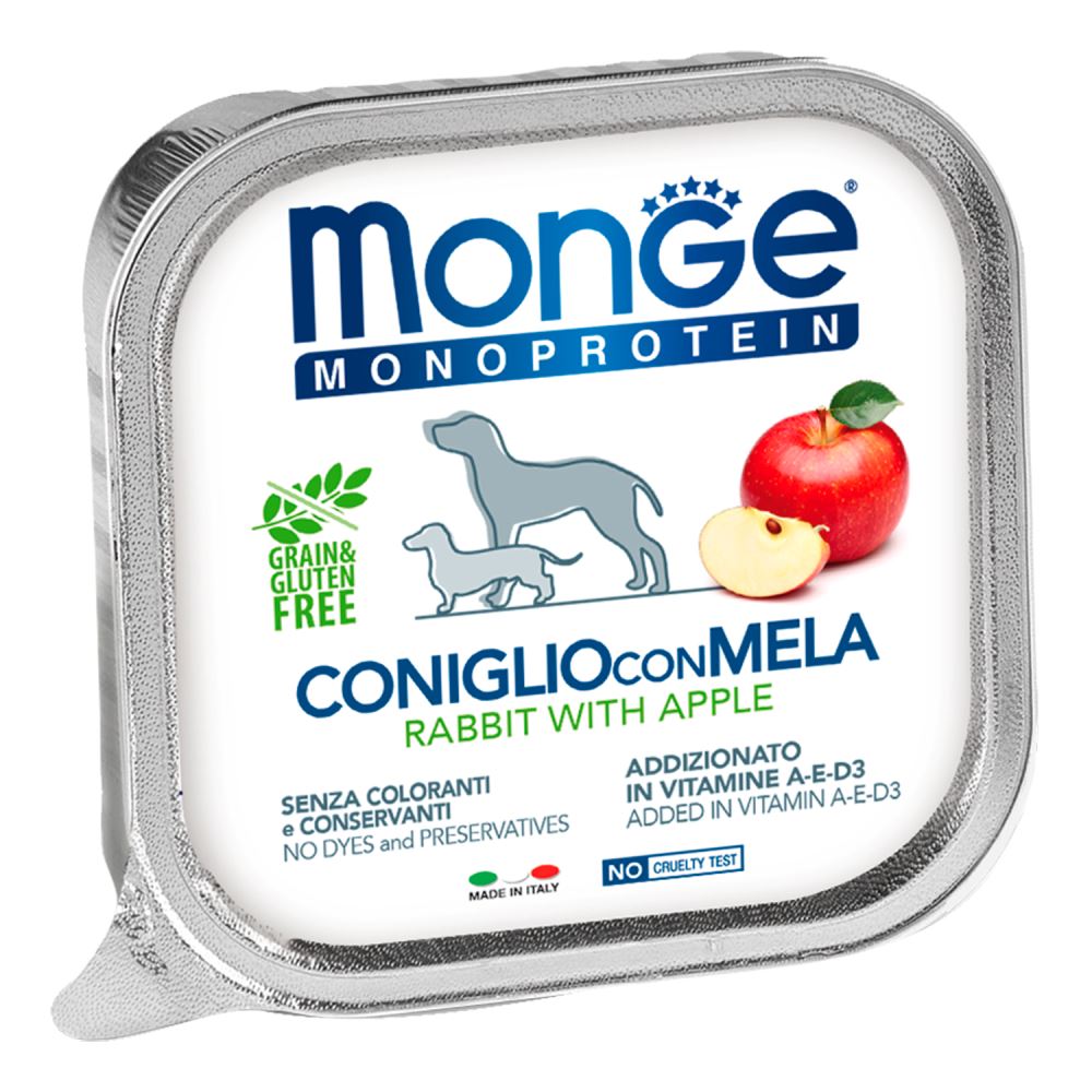 

Monge Dog Monoprotein Fruits консервы для собак, паштет из кролика с яблоком, 150г