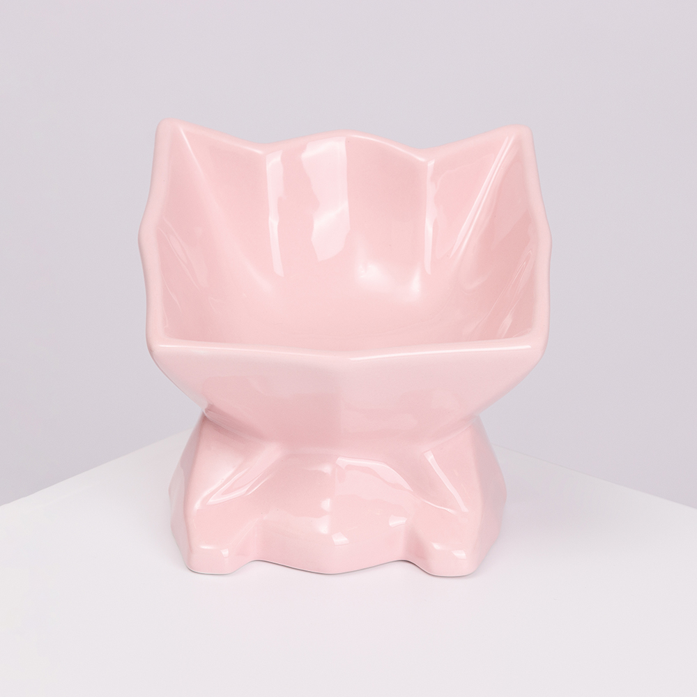 Rurri Миска керамическая для кошек и собак Кошечка, 160 мл, 13х11 см, розовая