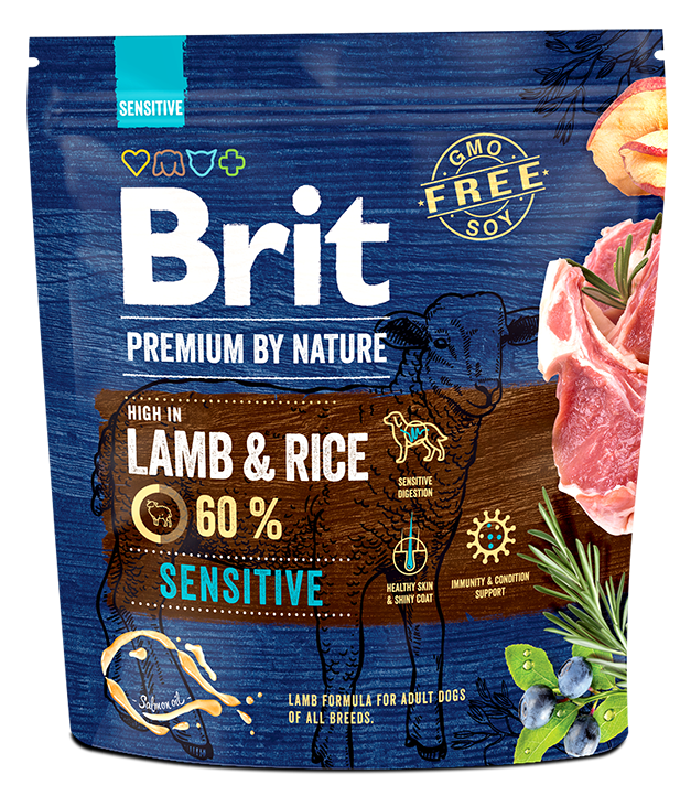 

Brit Premium by Nature Sensitive корм для взрослых с чувствительным пищеварением, с ягненком и рисом, 1 кг