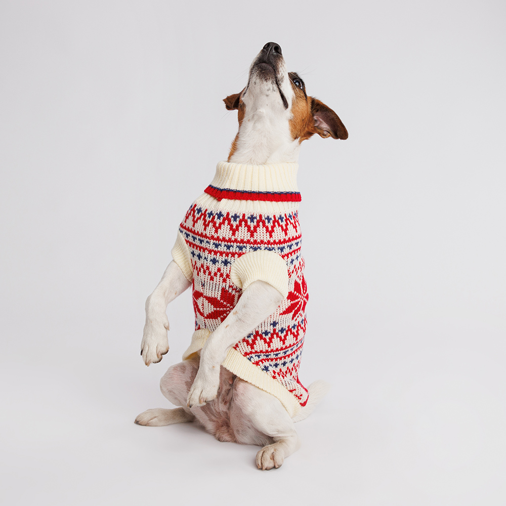 

Petmax Свитер для собак, 50 см, бело-красные узоры