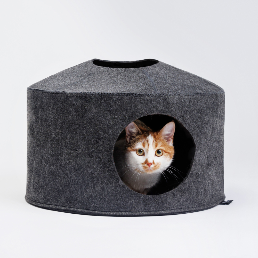 Rurri Дом-трансформер из войлока для кошек и собак, 46х46х30 см, серый
