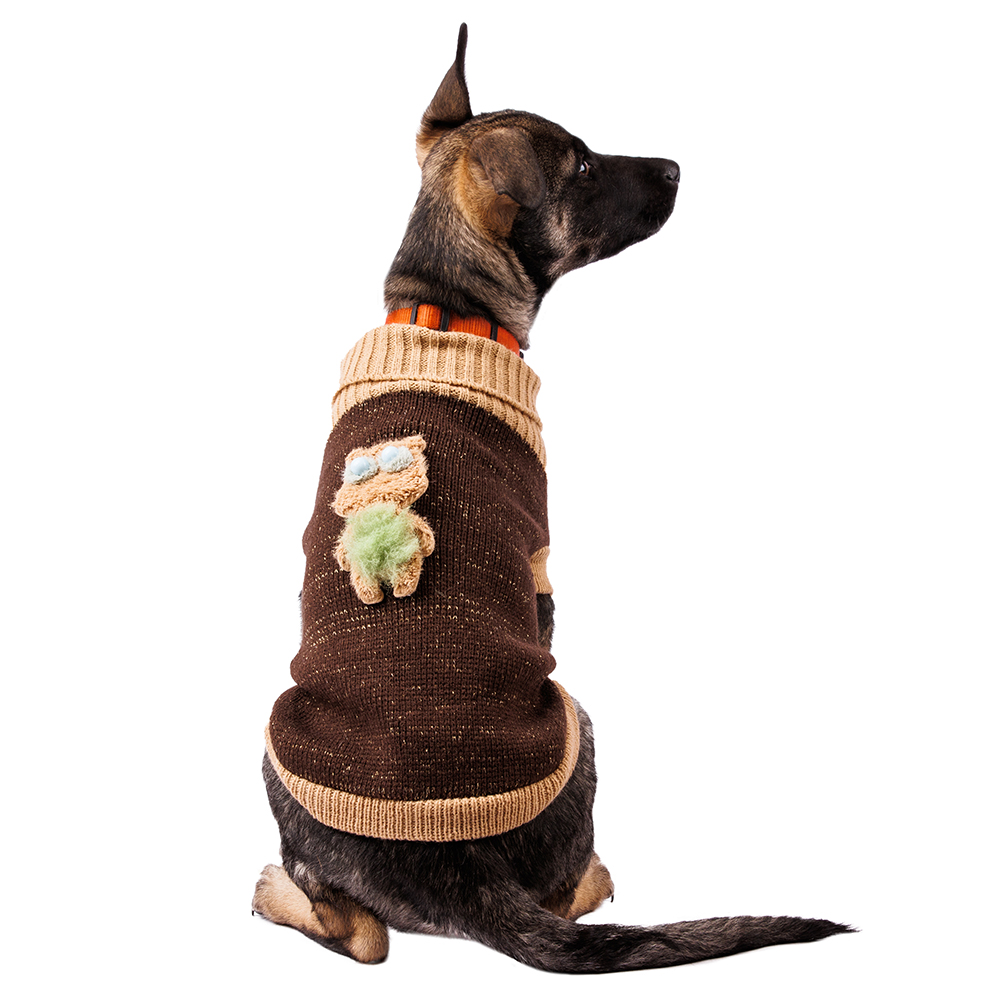 Petmax Свитер для собак с аппликацией 35см L коричневый (унисекс)