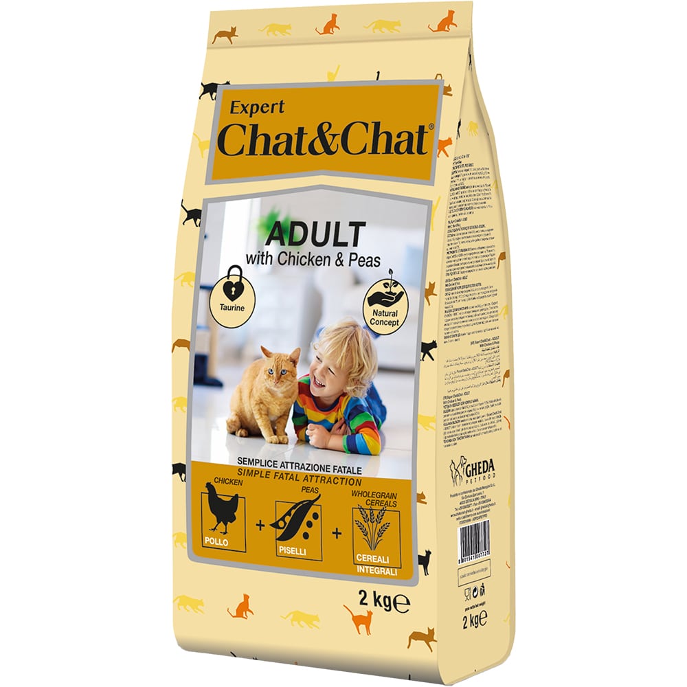 Chat&Chat Adult Сухой корм для кошек, с курицей и горохом, 2 кг