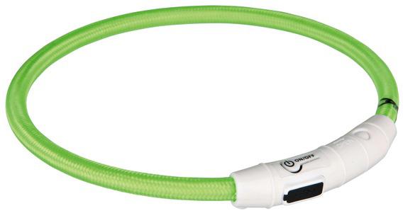 Trixie Мигающее кольцо для собак USB, XS–S: 35 см, нейлон, зеленый, USB