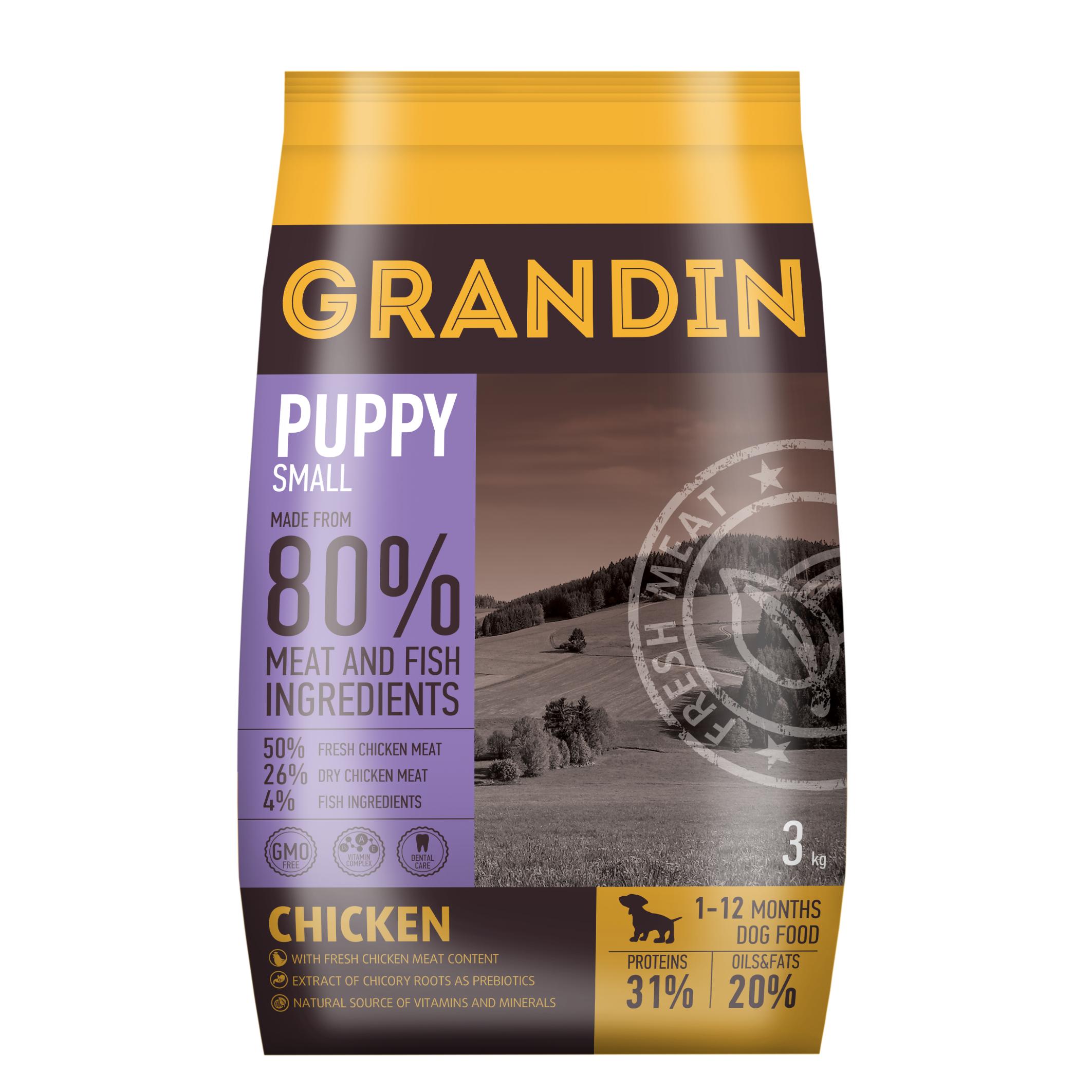Grandin Puppy Small корм для щенков мелких пород, с курицей, 3 кг