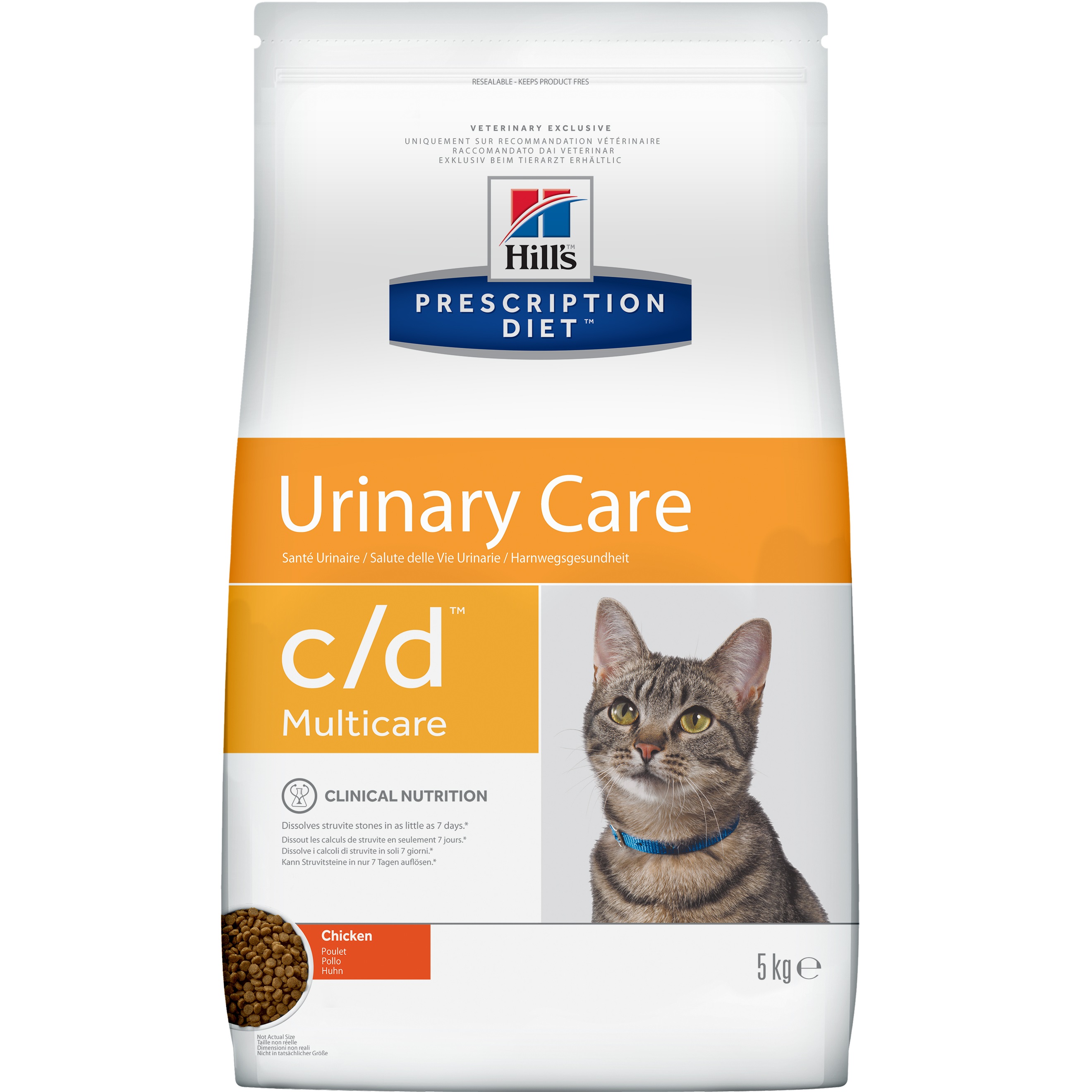 Hill's Prescription Diet c/d Multicare Urinary Care сухой корм для кошек, лечение цистита и МКБ, с курицей, 5кг