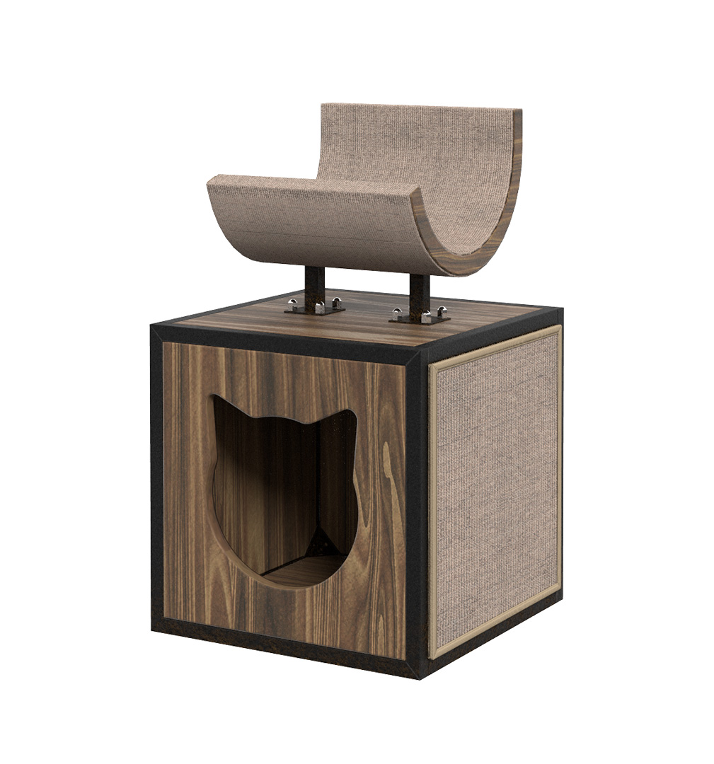 

Maisonnette Домик для кошки Лофт с входом в виде кошачьей мордочки, когтеточкой илежанкой