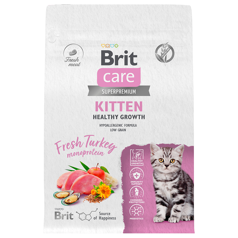 Brit Care Kitten Сухой корм для котят, беременных и кормящих кошек, с индейкой, 400 гр.